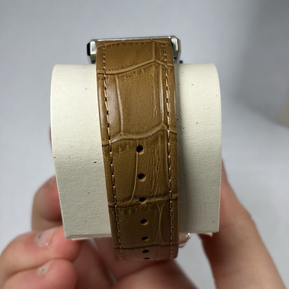 BREDA Virgil 1736j Rectangle Green Dial Brown Croc Leather Band Watch - Picture 4 of 8